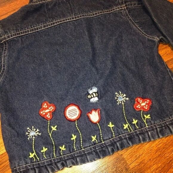 Vintage Casual Time Kids Garden Theme Button Up Snap Jean Jacket Size 2T - Picture 5 of 5
